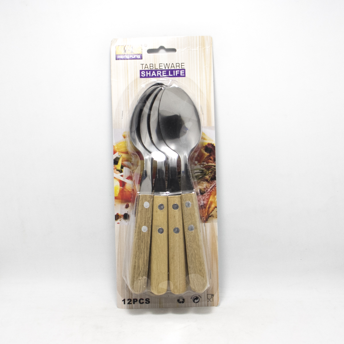 CUCHARA SOPERA X 12 UNIDADES EN BLISTER MANGO MADERA