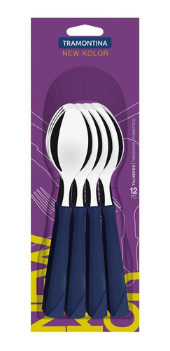 CUCHARA TRAMONTINA X 12 UNIDADES AZUL EN BLISTER