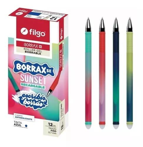 BIROME BORRABLE CON GOMA TINTA GEL AZUL EN COLORES FILGO