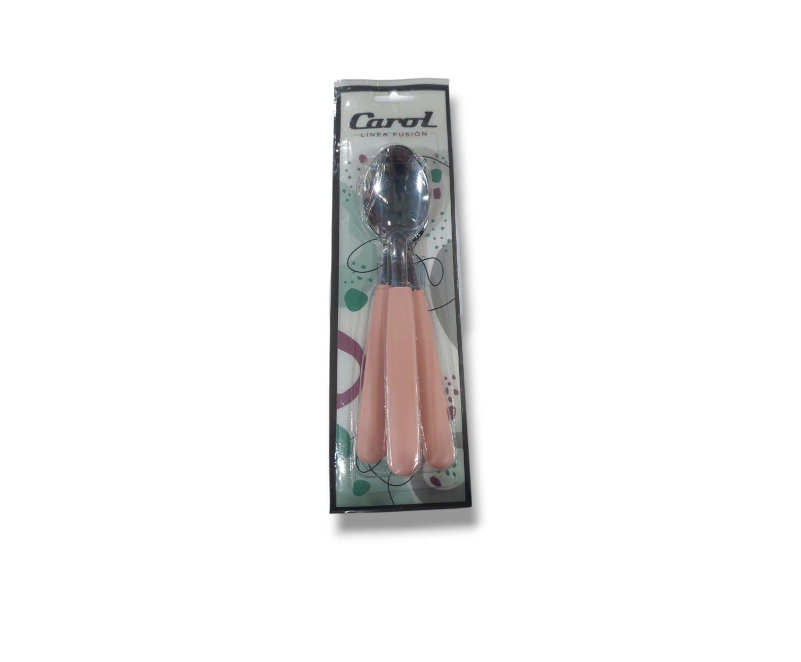 CUCHARA CAROL X 3 UNIDADES COLOR ROSA
