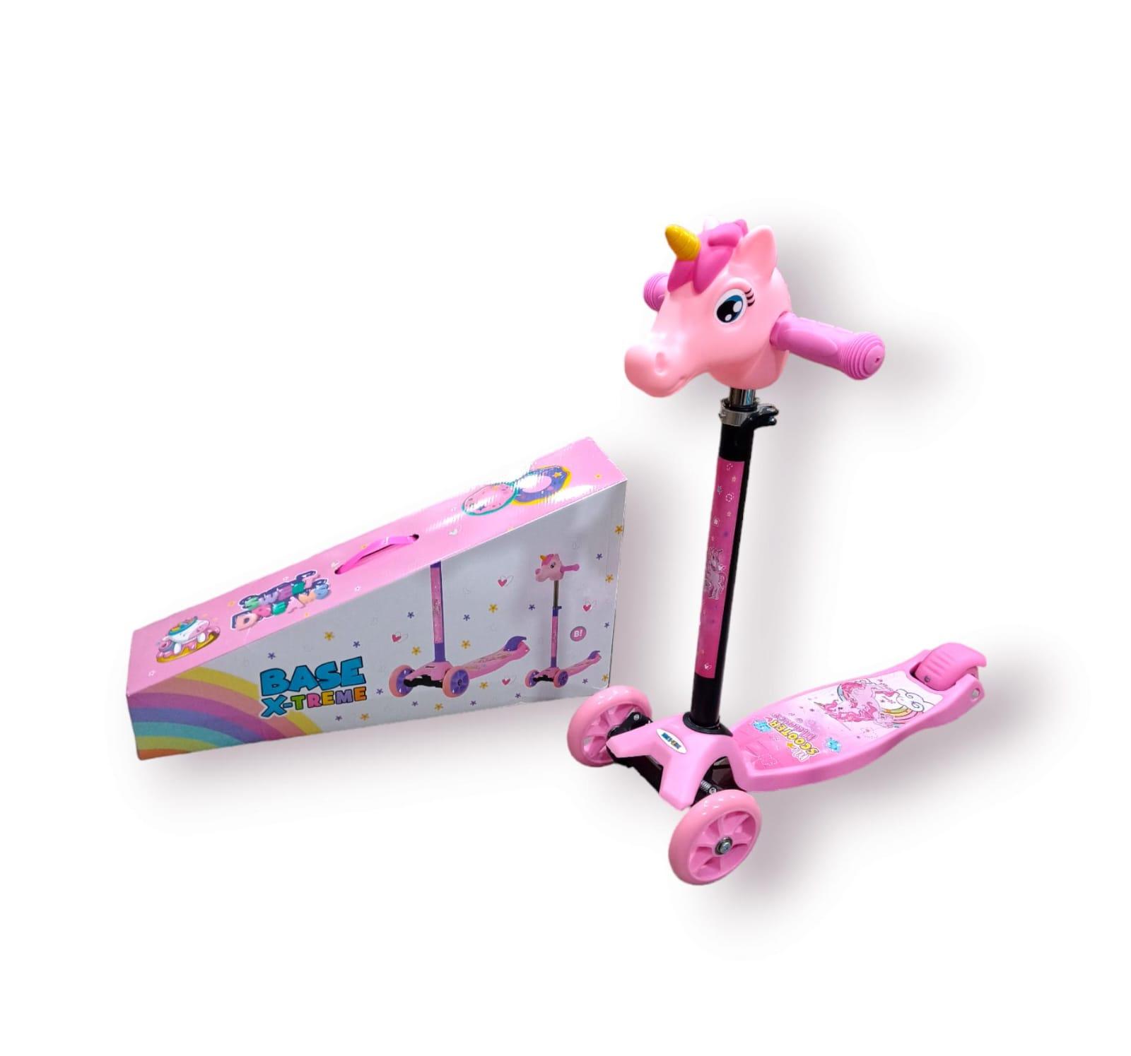 MONOPATIN METALICO 4 RUEDAS MOTIVO UNICORNIO EN CAJA