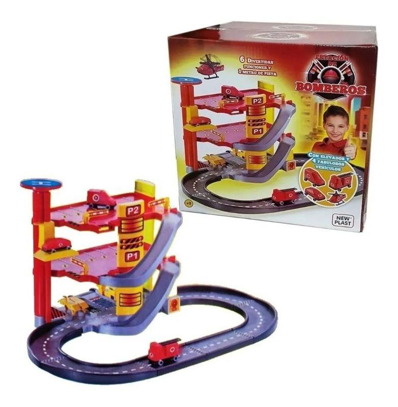 ESTACION DE BOMBEROS 3 NIVELES+4 VEHICULOS NEW PLAST