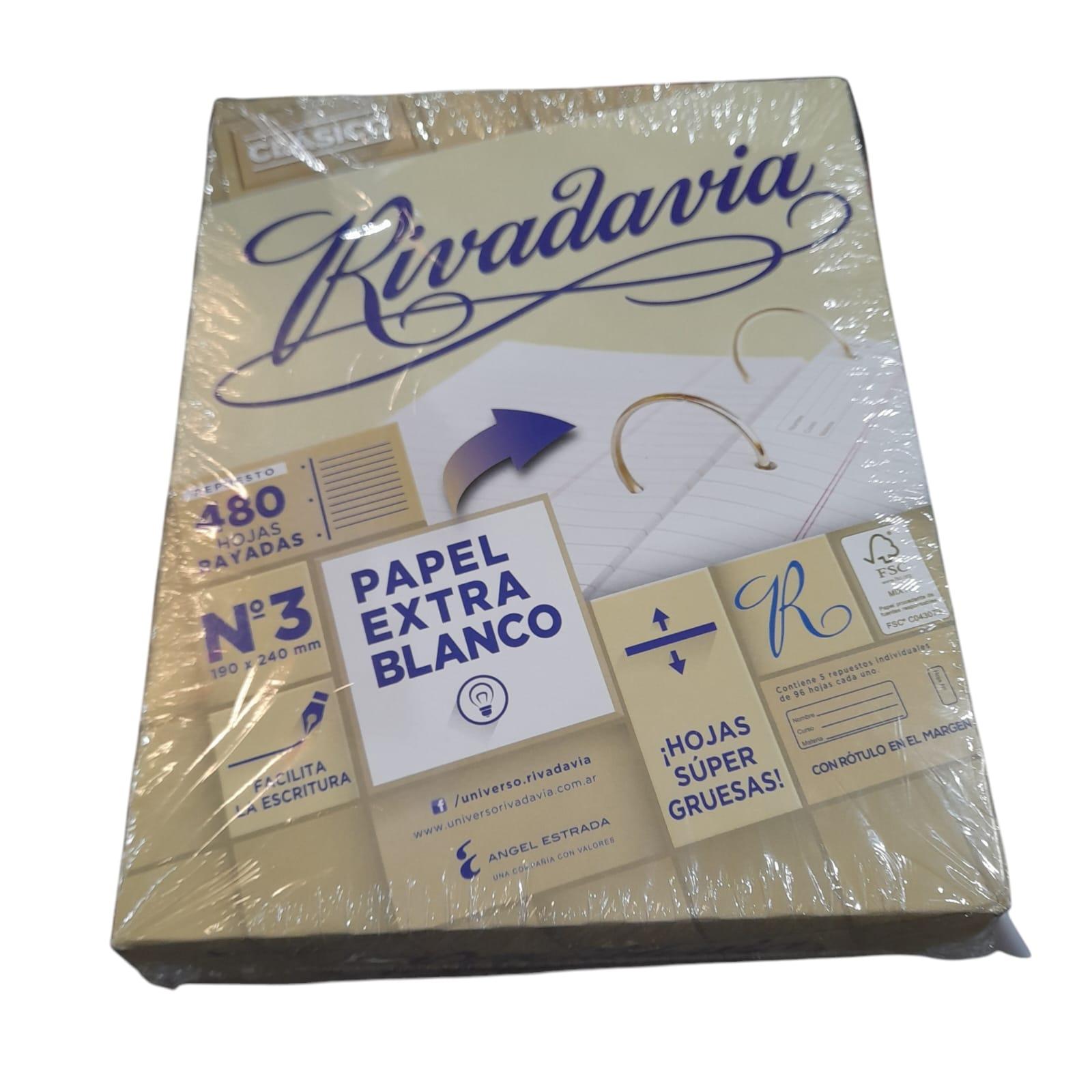 REPUESTO DE HOJAS N*3 X 480 RAYADO RIVADAVIA
