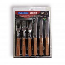 CUBIERTOS TRAMONTINA CHURRASCO X 12PCS MANGO MADERA